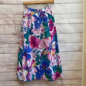VINTAGE EVA TROPICAL‎ PRINT MAXI SKIRT
